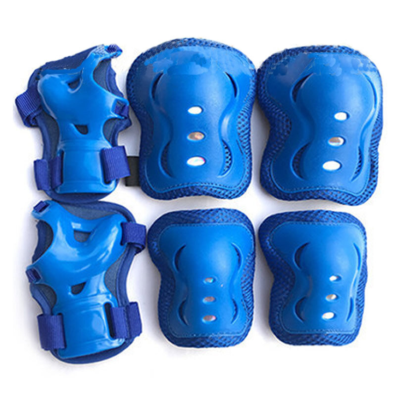 Защитный набор для катания подростковый (наколенники налокотники наладонники) синий. Комплект защитной экипировки 'Sports Helmet'