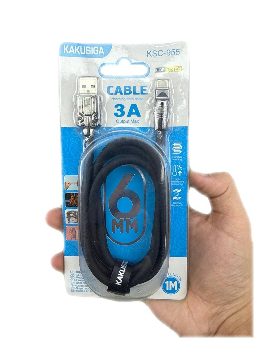 Кабель Kakusiga KSC-955, 1м, USB Type C, для зарядки, черный — фото 1