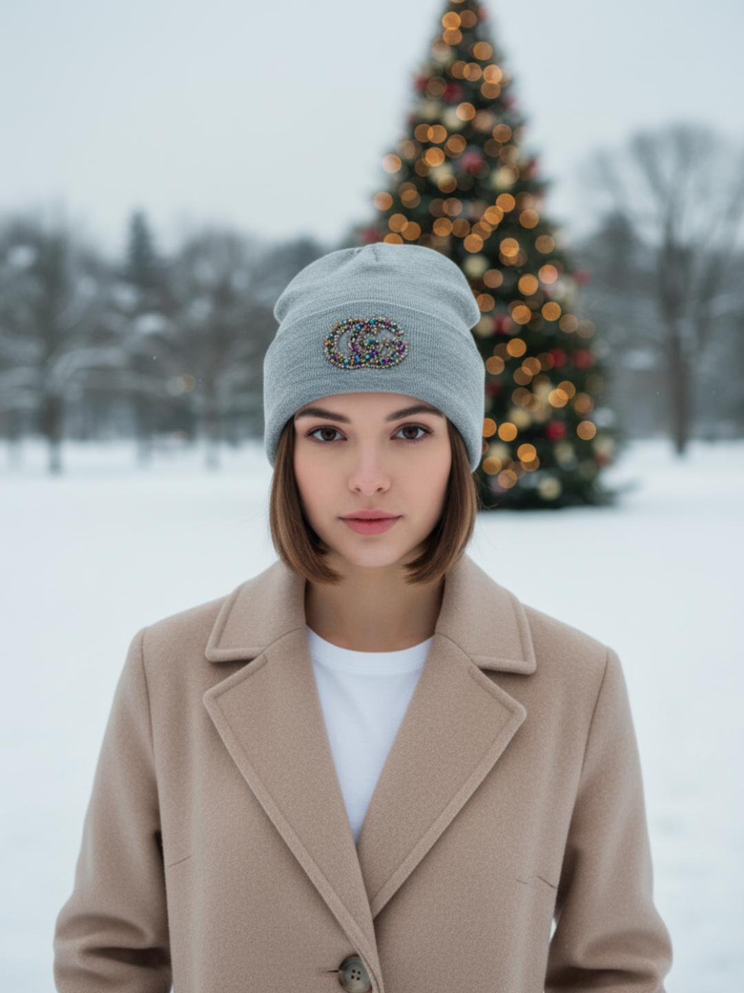 Шапка-бини для взрослых и детей, размер 56, серый меланж — фото 1