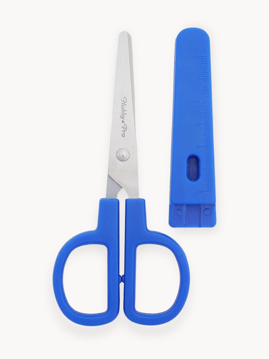 Ножницы канцелярские школьные с закругленными концами и защитным чехлом, 13,5 см/5 1/4', Hobby&Pro