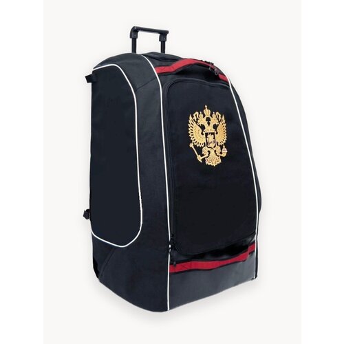 Хоккейный баул на колесах Junior Lait черный, 80х50х40 см, герб России