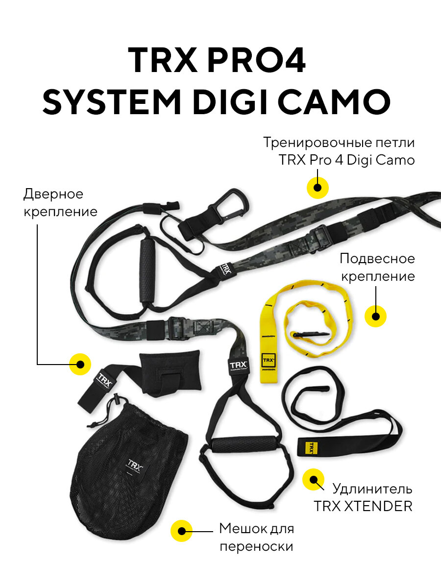 Петли для функционального тренинга TRX PRO4 Digi Camo — фото 1