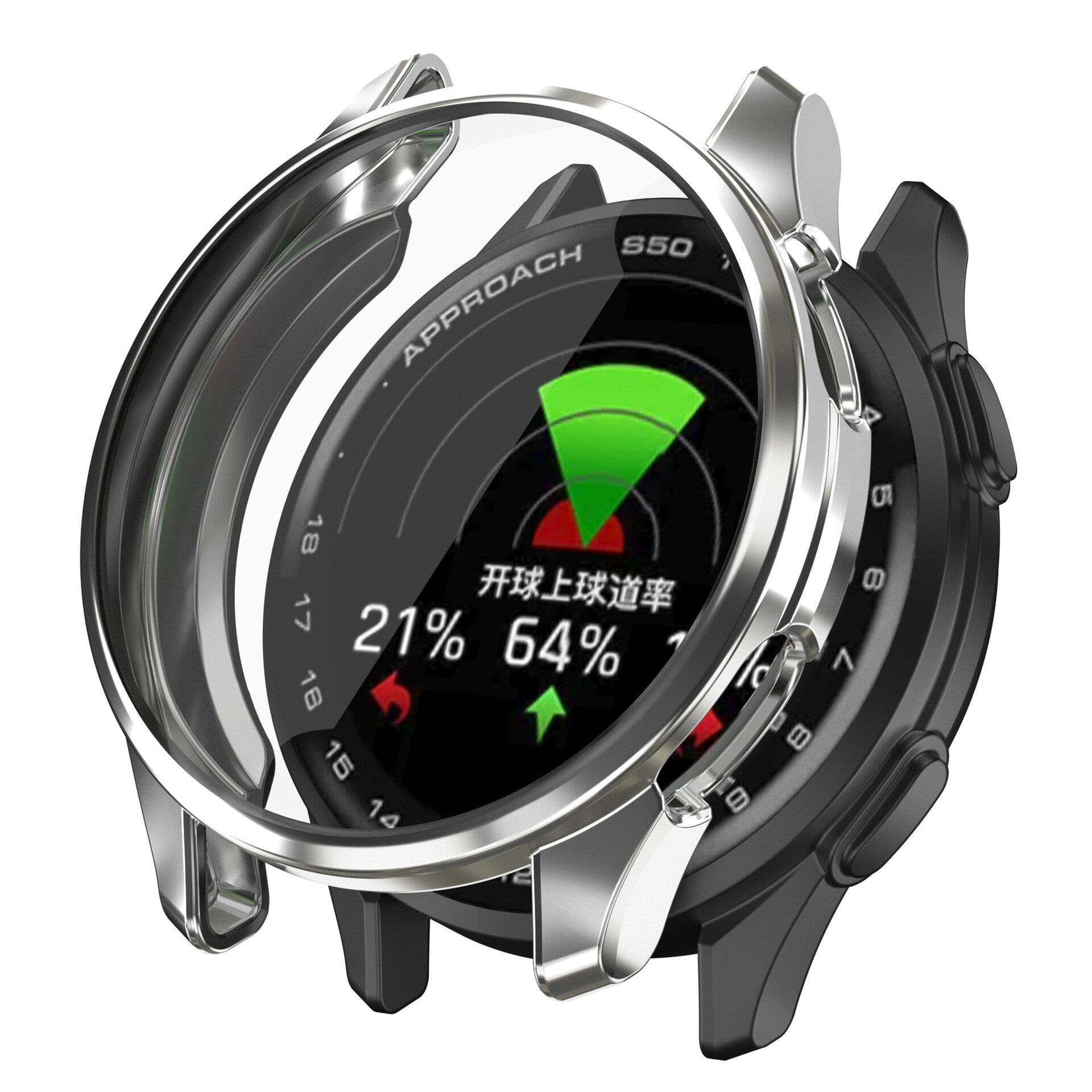 Полный защитный чехол из ТПУ для Garmin Approach S50, ударопрочный, 1 шт. - Серебристый