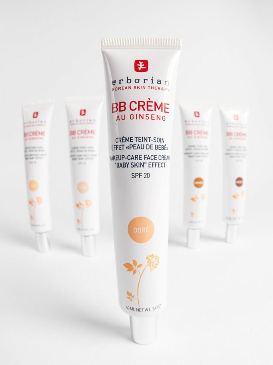 Erborian BB крем с женьшенем Золотистый 15мл - Корейский тональный уход SPF20 Сияние 24ч Маскирует поры — фото 1