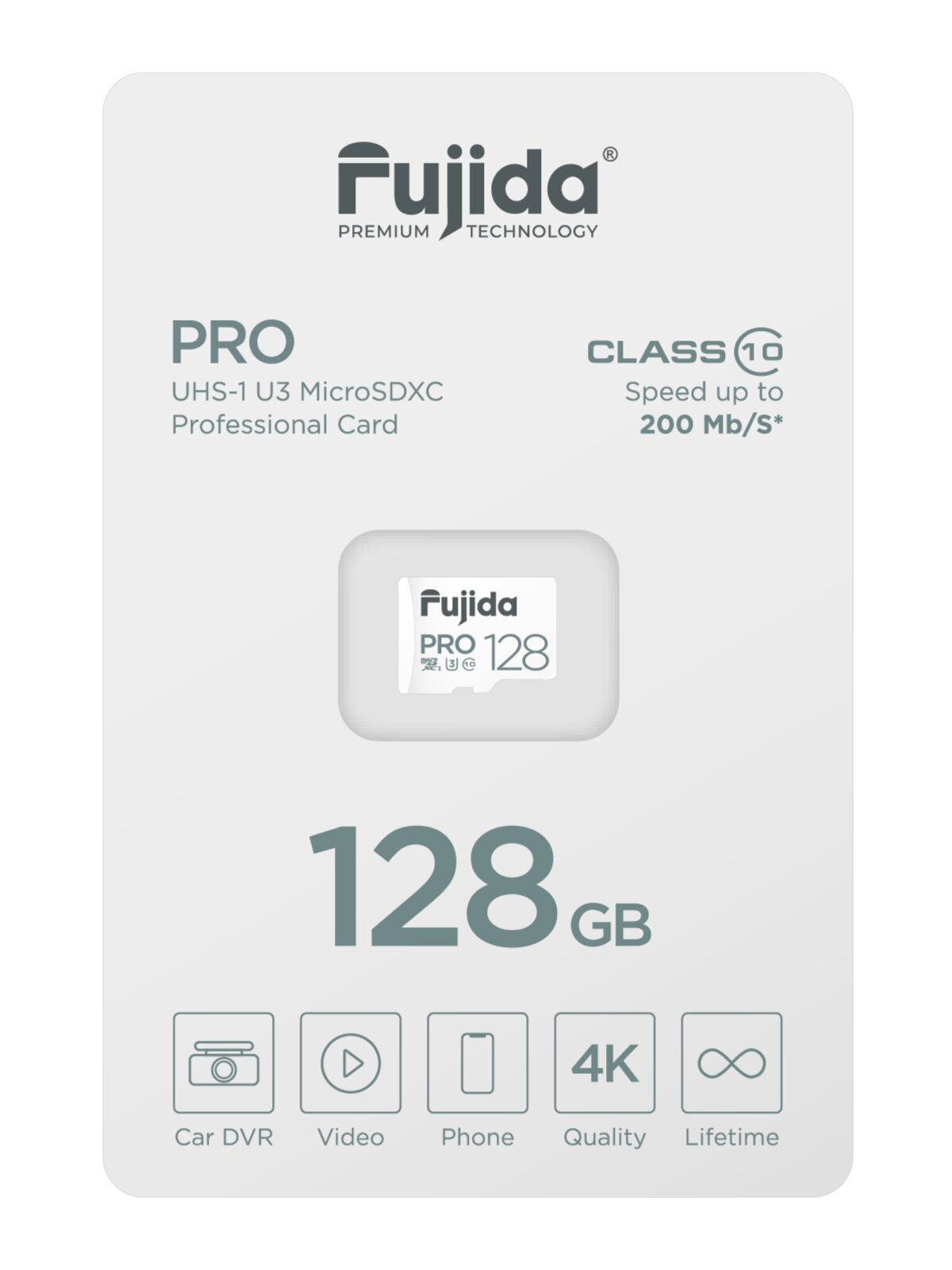 Карта памяти Fujida Pro 128Gb micro SDHC, UHS-I U3, (class 10), 200 МБ/с — фото 1