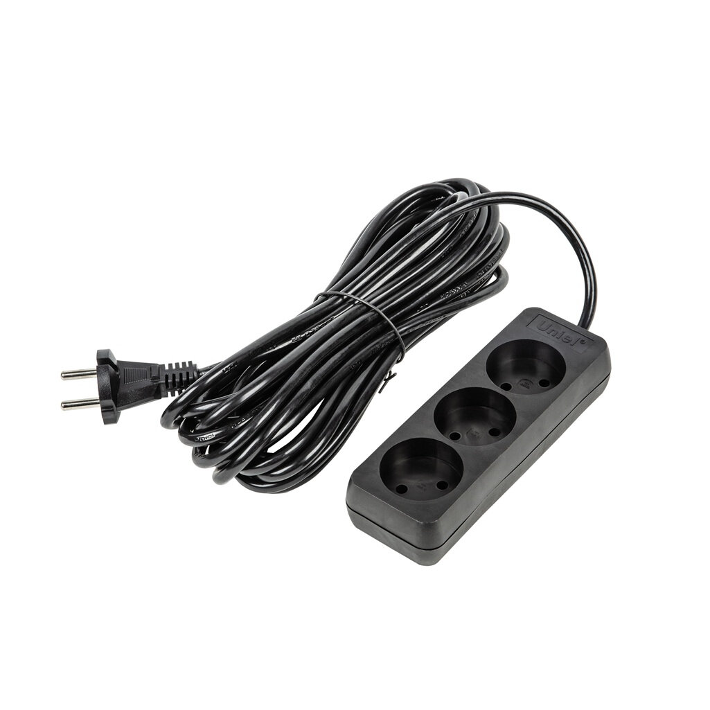 Удлинитель Uniel Ultra S-CU3-5 Black ПВС без заземления 3 розетки 5 м 2.5 кВт
