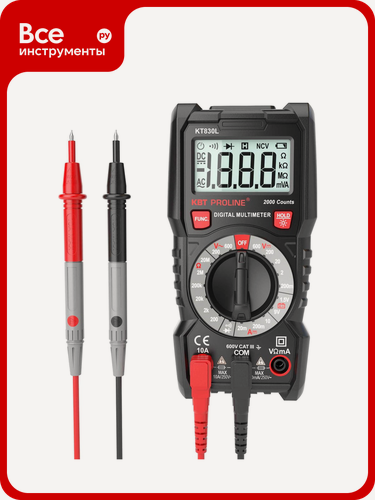 Изображение товара Цифровой мультиметр КВТ KT 830L PROLINE 79127, с подсветкой позволяет пользоваться прибором