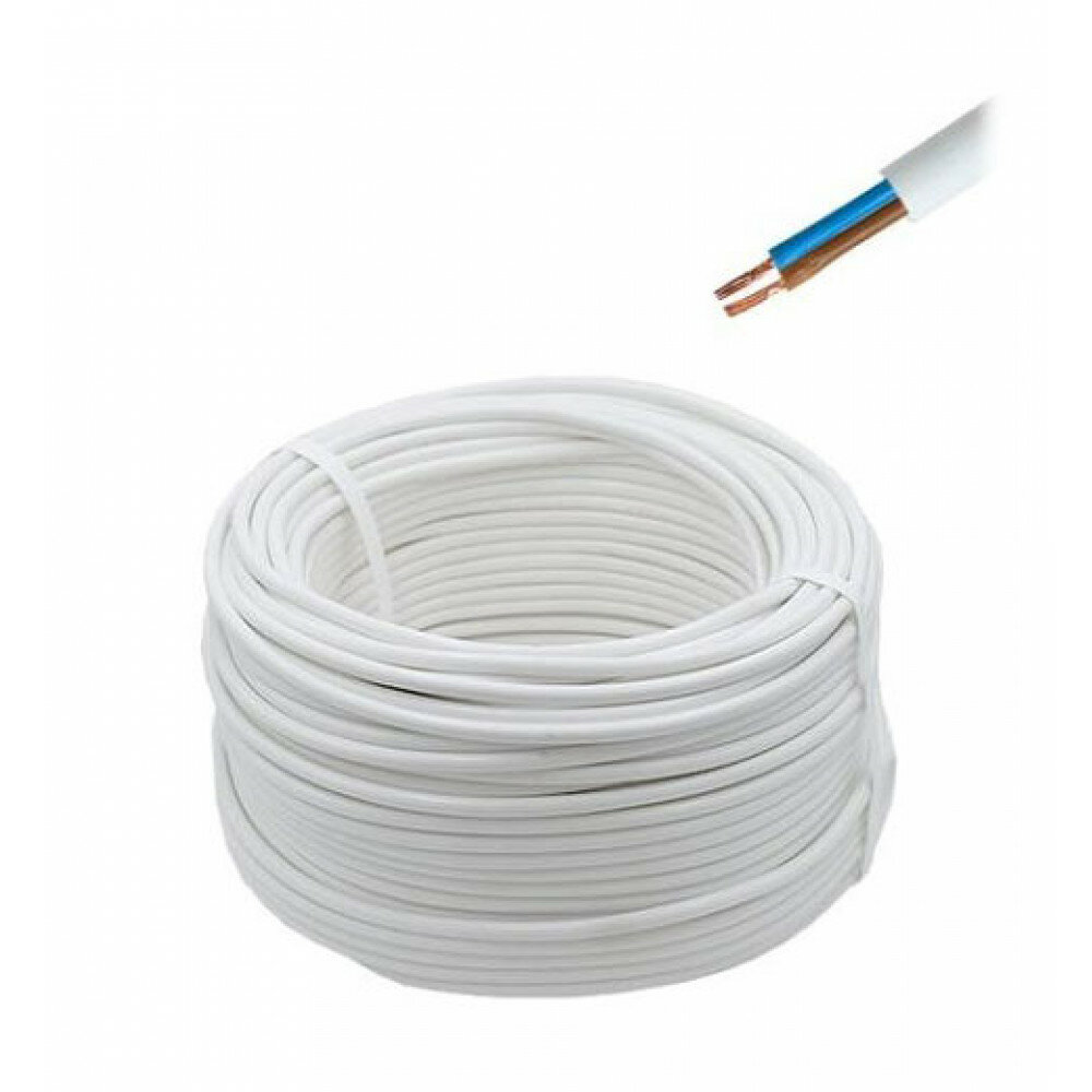 Провод ЛЭП ПВСнг 2 жилы 15мм² 10 метров медный гибкий негорючий белый