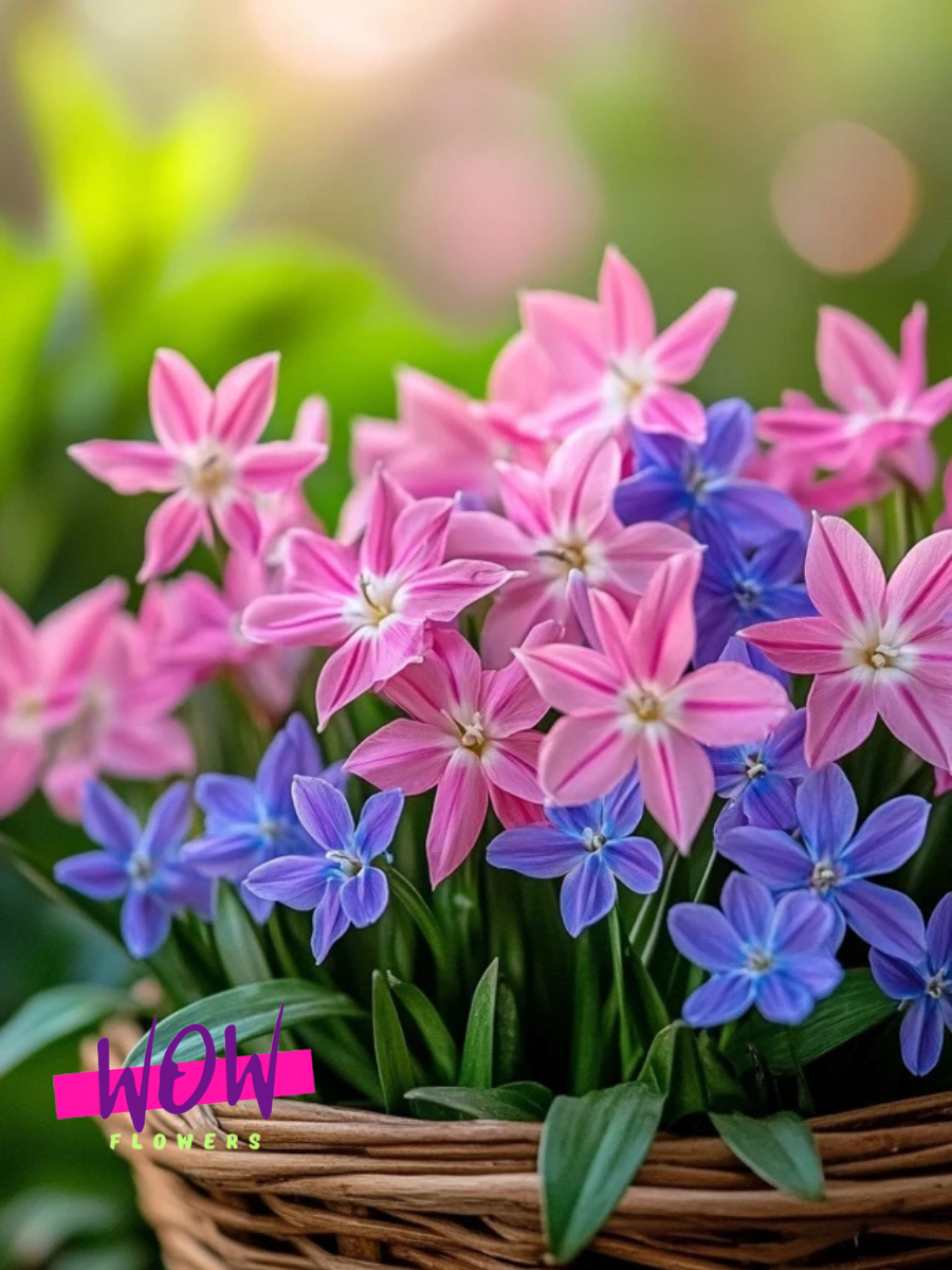 Луковицы цветов  WOW FLOWERS  TWIN Хионодокса Форбса Пинк 5 шт \ Хионодокса Люции Виолет Бьюти 5 шт ( 10 шт )