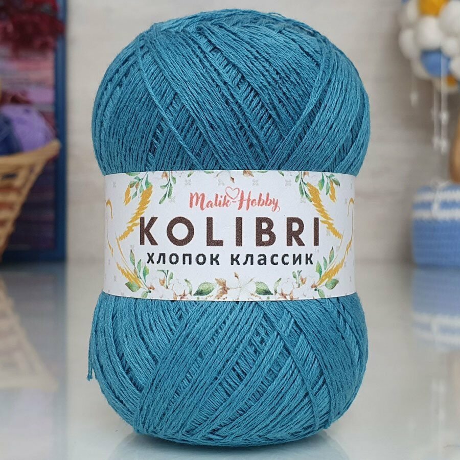 Пряжа M&h KOLIBRI хлопок классик 093 морская волна (2 мотка)