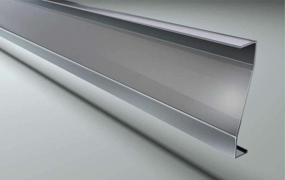 Плинтус напольный теневой под светодиодную ленту нержавеющая сталь 10*80*3000мм полировка