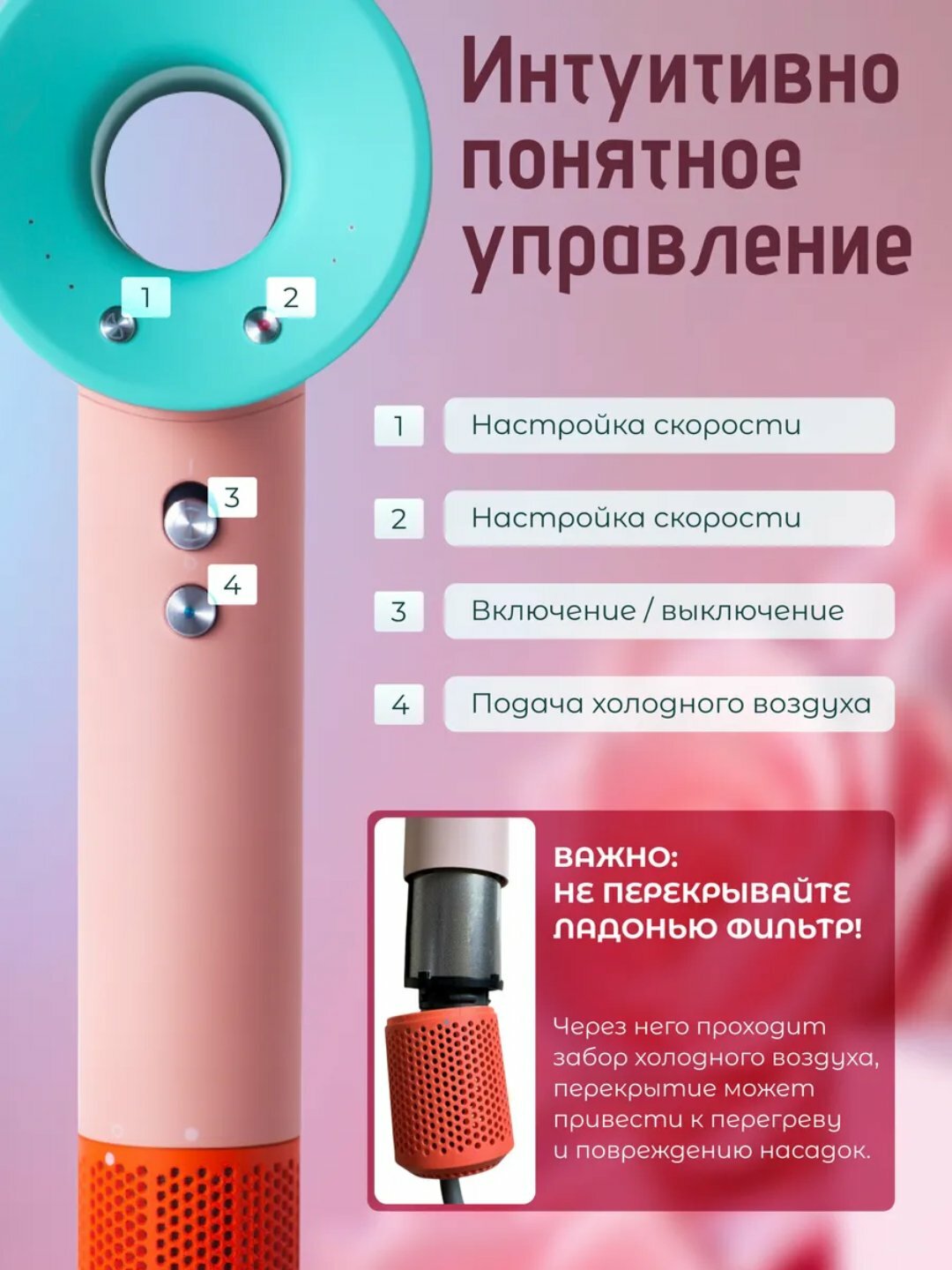 Фен Dyson профессиональный аналог с насадками 5 насадки 3 скорсь — фото 1