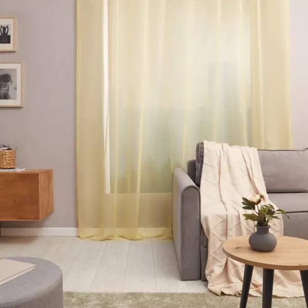 Тюль на ленте Inspire Polyone 300x280 см цвет светло-желтый Banana 6