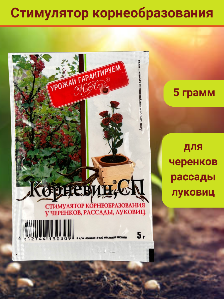 Корневин стимулятор образования и роста корней в комплекте упаковка 5 гр.