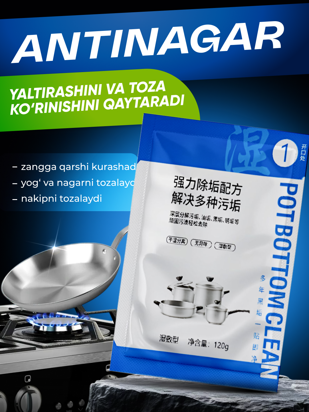 Универсальное средство антинагар, для кухни и посуды, от нагара и жира