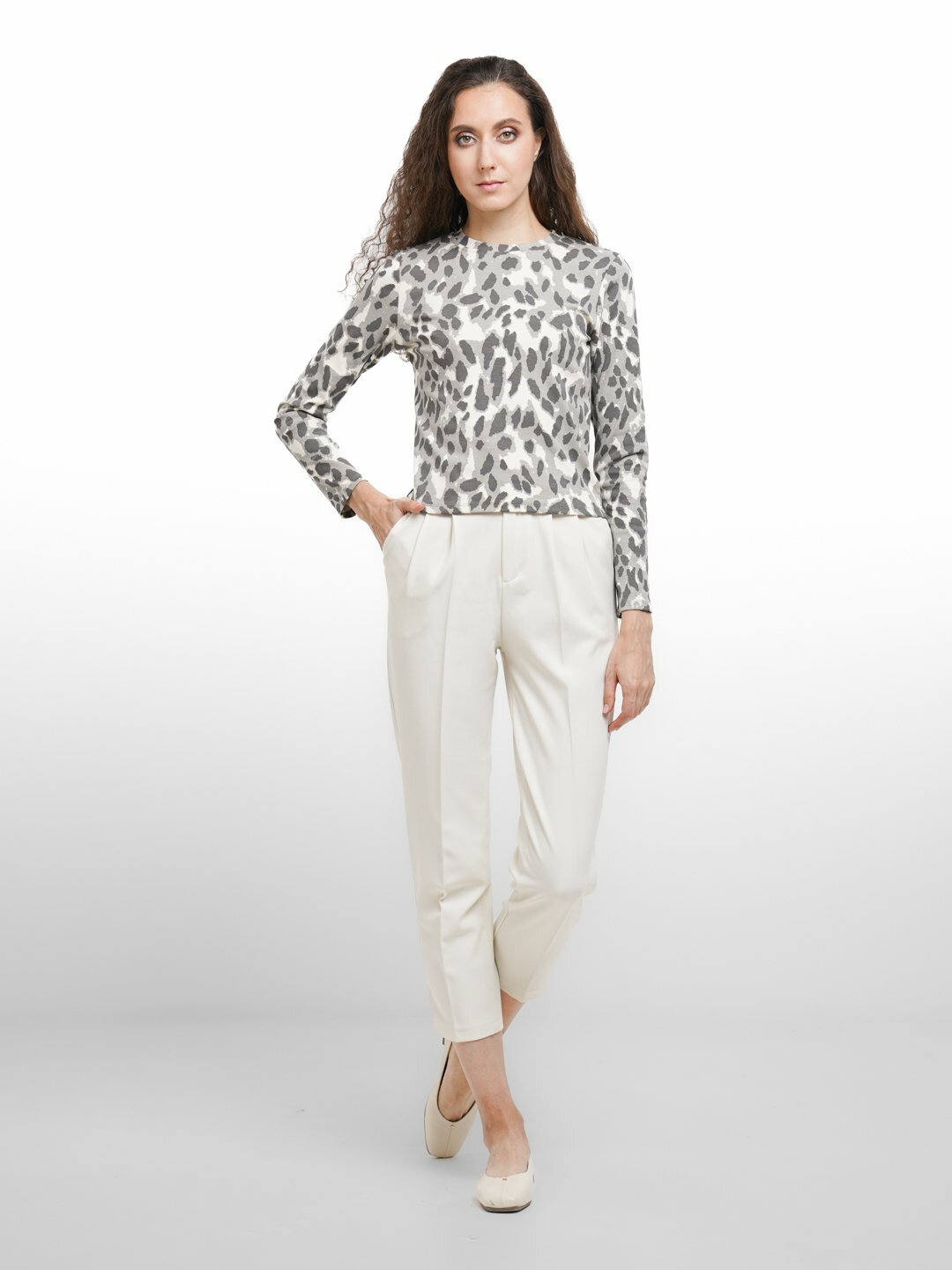 Лонгслив размер Free size, , леопардовый — фото 1