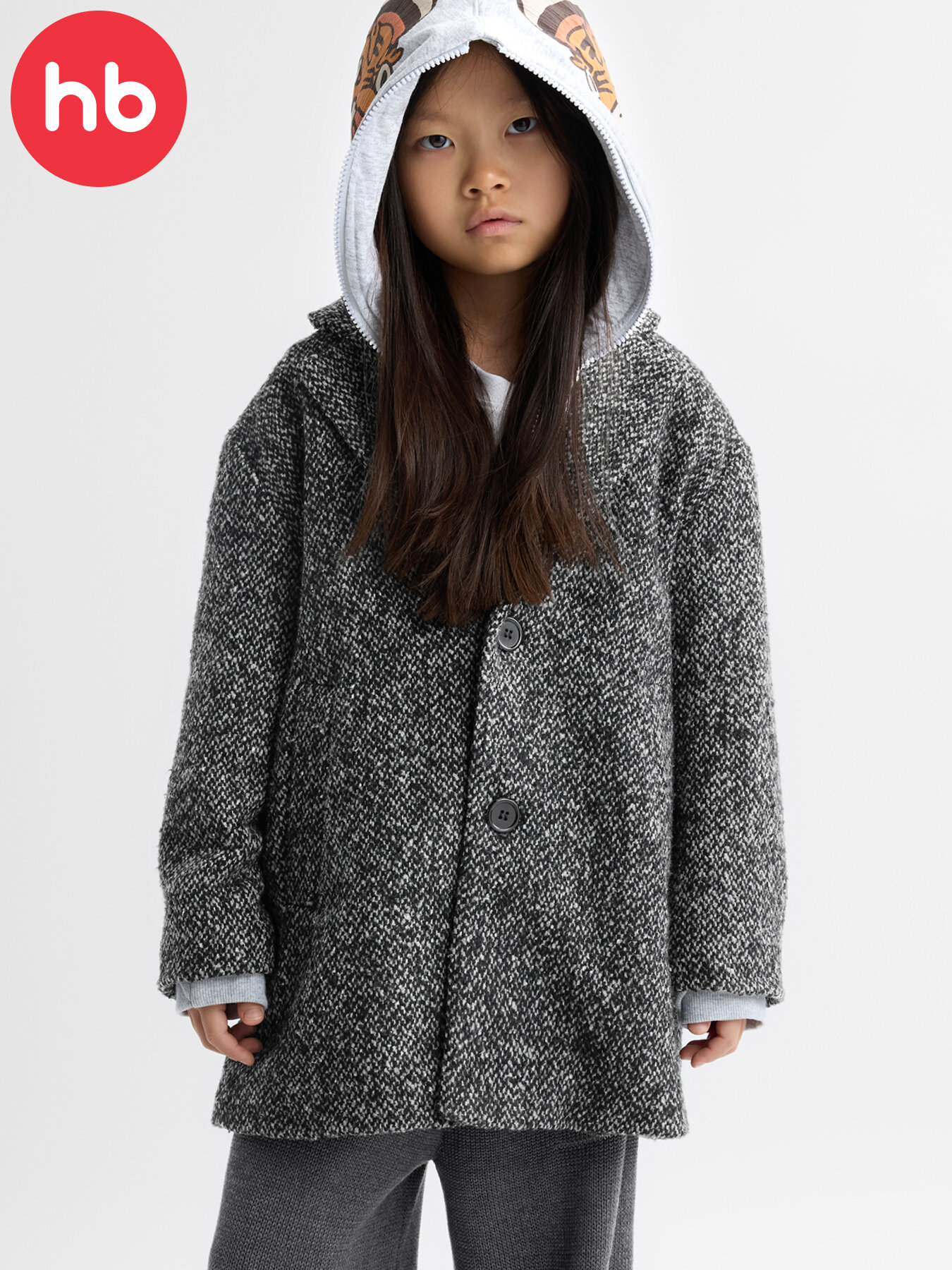 Пальто Happy Baby детское размер 104-110 темно-серый