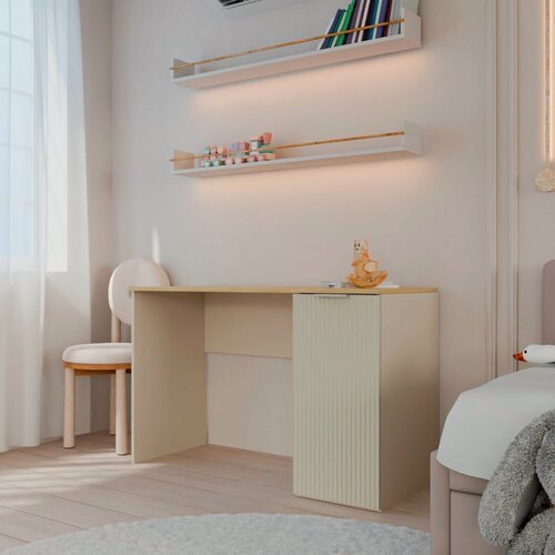 Изображение товара Стол письменный с полками Салерно 16 120 х 50 х 76 см Кашемир тумба справа