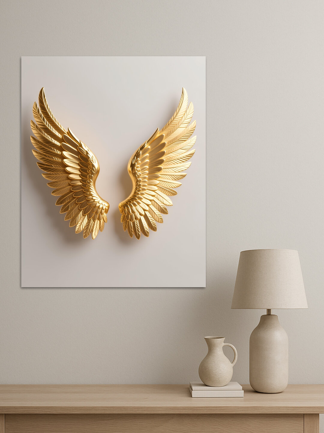 Картина интерьерная на стену ARTERY "Золотые ангельские крылья", печать на холсте, постер на подрамнике, 40х50 см — фото 1