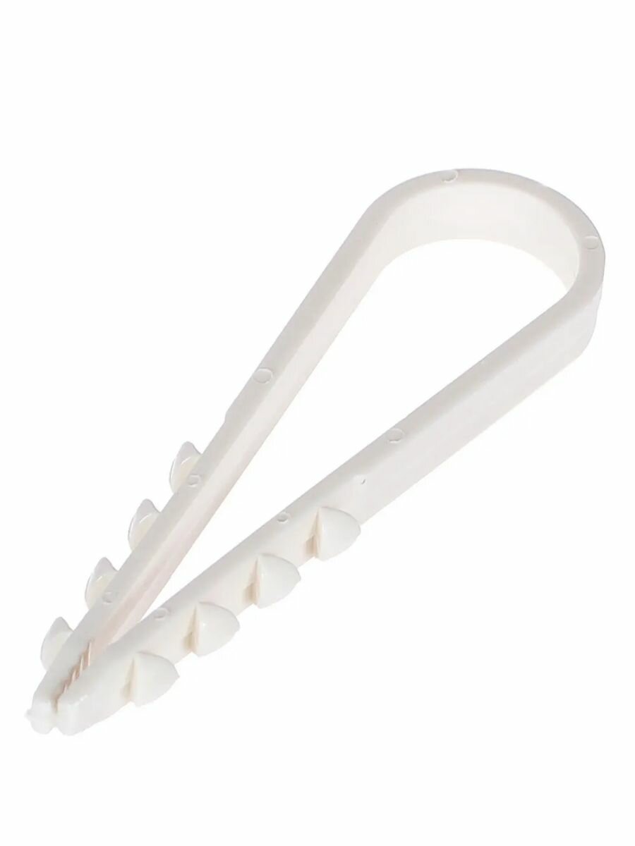 Дюбель хомут 12-6 мм для кабеля, набор из 100 штук, цвет белый — фото 1