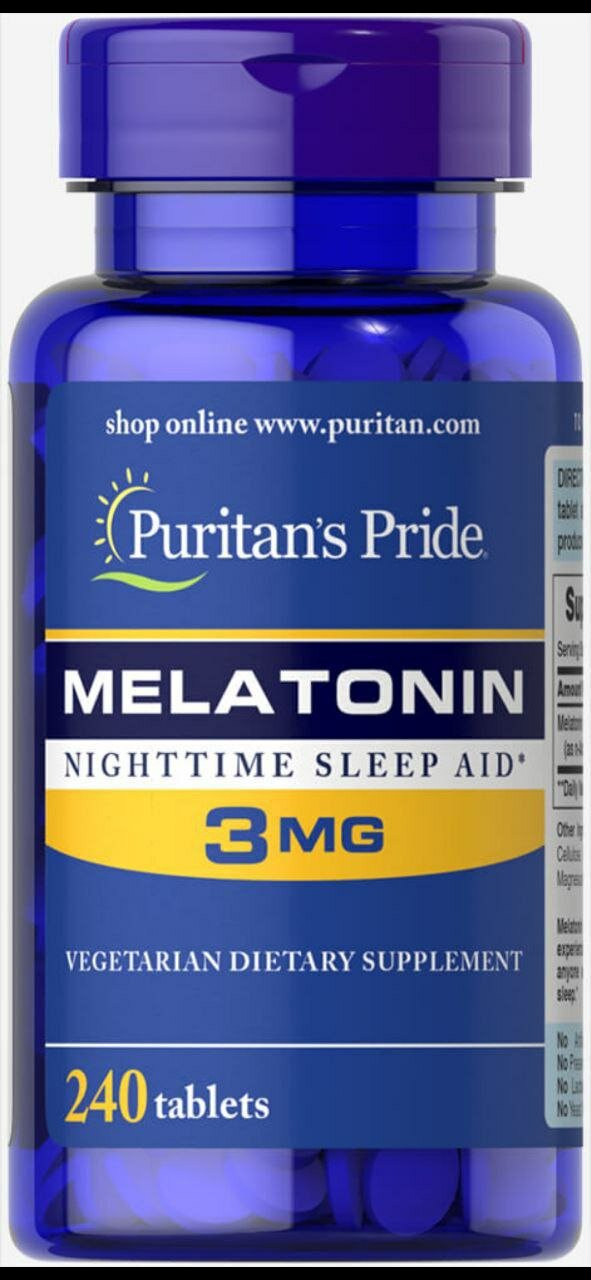 Мелатонин, Puritan's Pride, 3 мг, 240 таблеток, халяль, Америка, США
