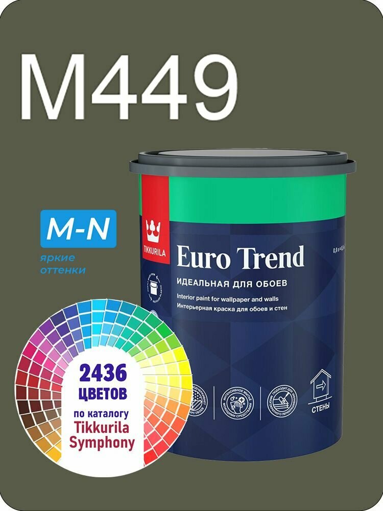 Краска для обоев Tikkurila Euro Trend 0,9л. яркие оттенки M449