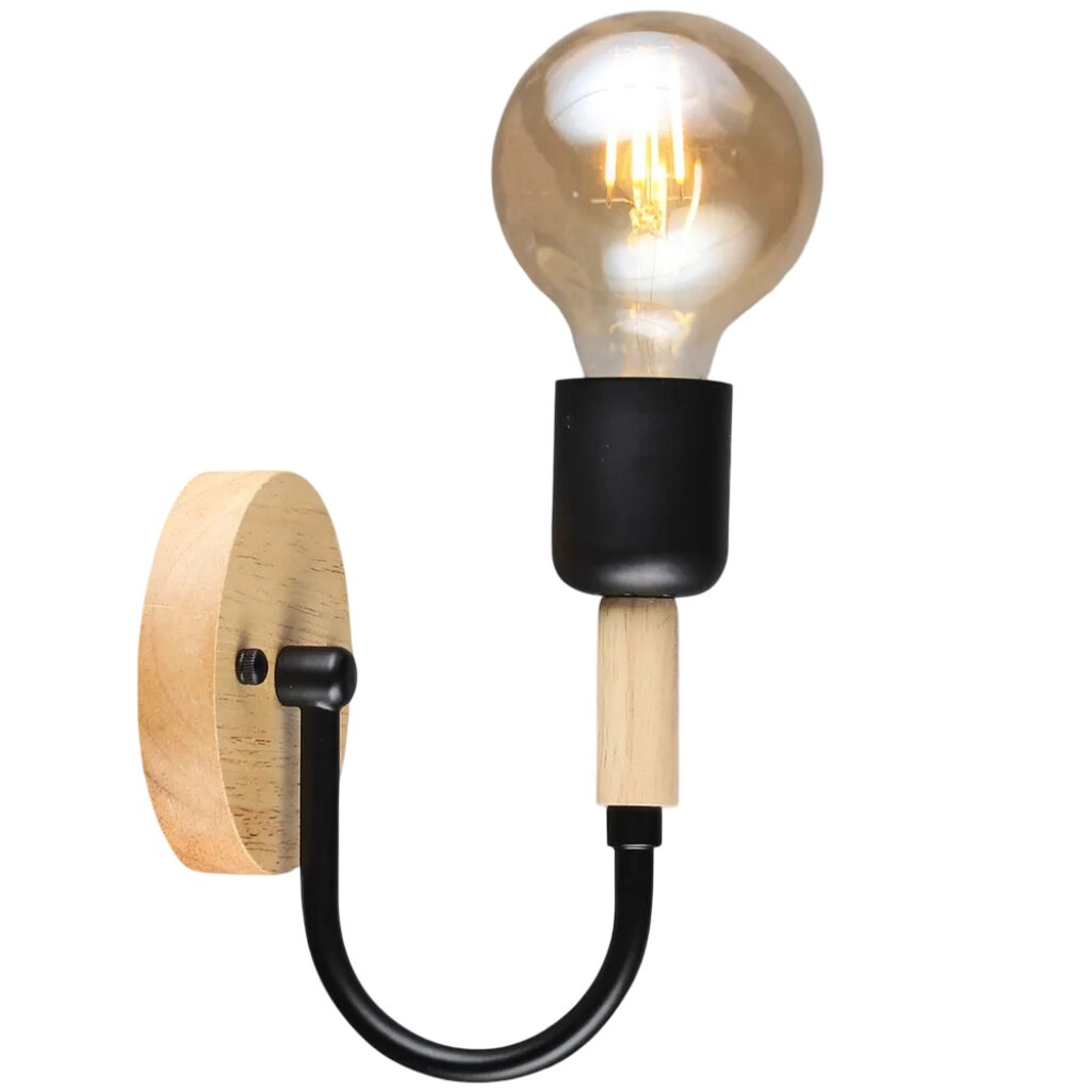 Бра Reluce 99960-0.2-01 BK+WOOD светильник настенный Е27 60 Вт металл дерево до 4 кв. м