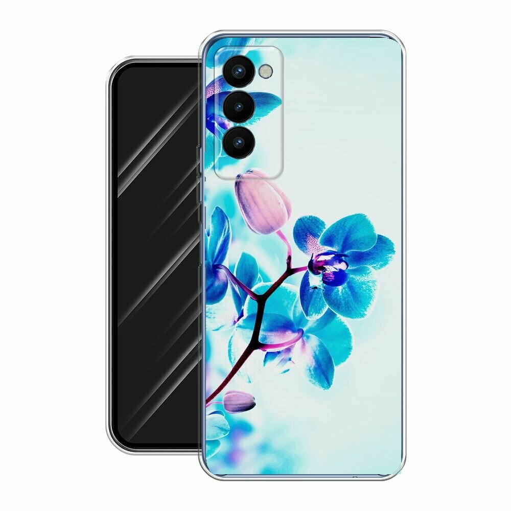 Чехол на Tecno Camon 18P / Техно Камон 18Р с принтом "Голубая орхидея" — фото 1