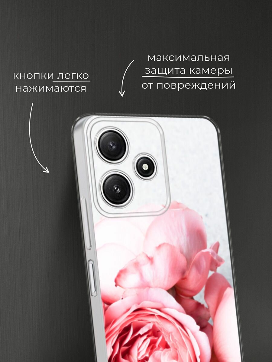 Чехол на Xiaomi Redmi 12 5G / Сяоми Редми 12 5G с принтом "Пионы на белом" — фото 1