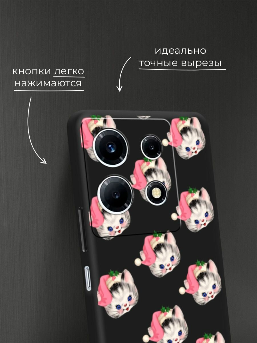 Чехол на Infinix Note 30 VIP / Инфиникс Нот 30 VIP с принтом "Котик в шапке паттерн" — фото 1