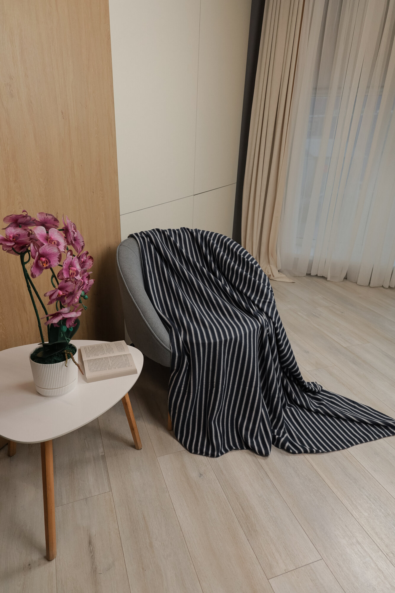 Плед-покрывало БельВита, флис, 150x200 см, 1.5 спальное, цвет синяя полоса — фото 1