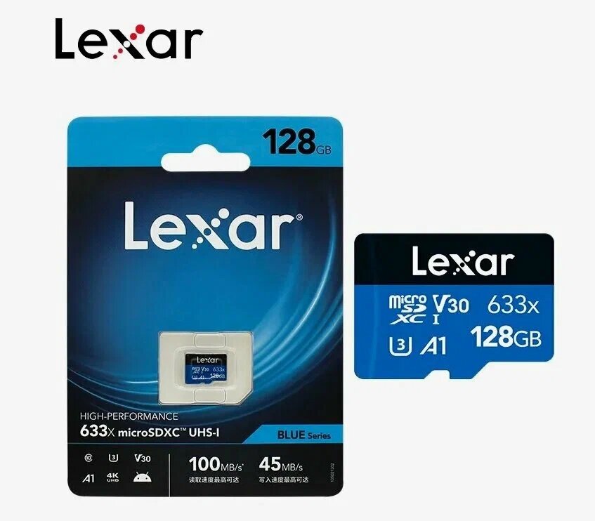 Карта памяти флешка Flash micro SD LEXAR 633x 128Gb 100mb/s 4K UHS-I