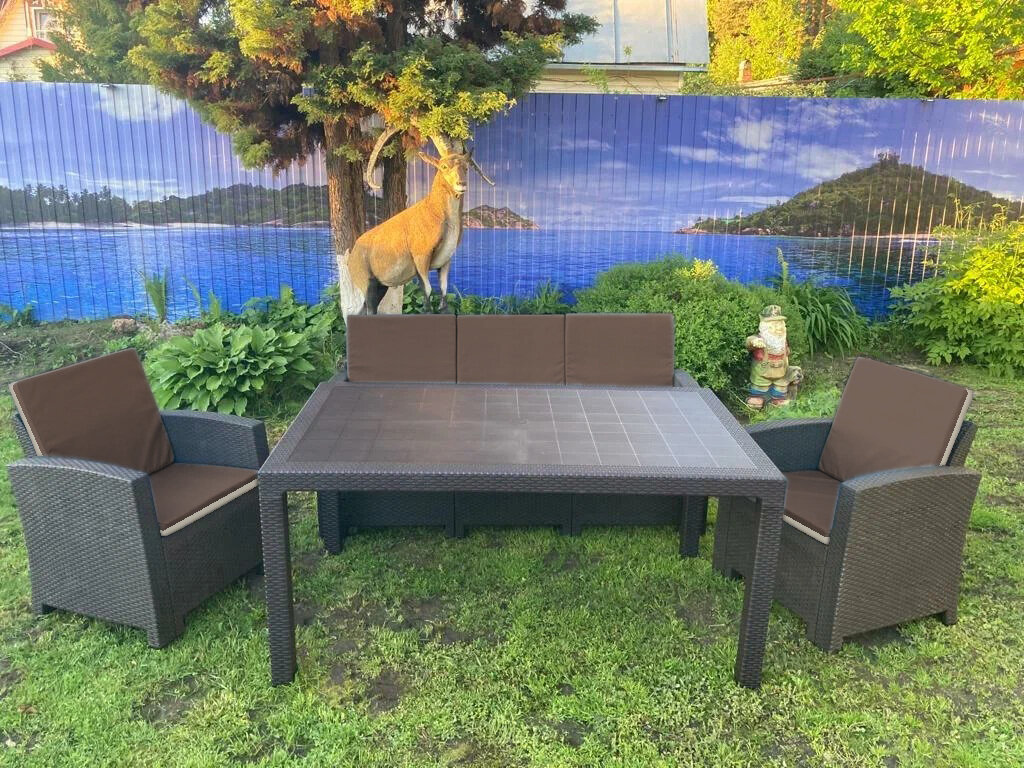 Комплект мебели Мир Дачника California Maxi Triple Set пластик цвет венге с подушками на спинку