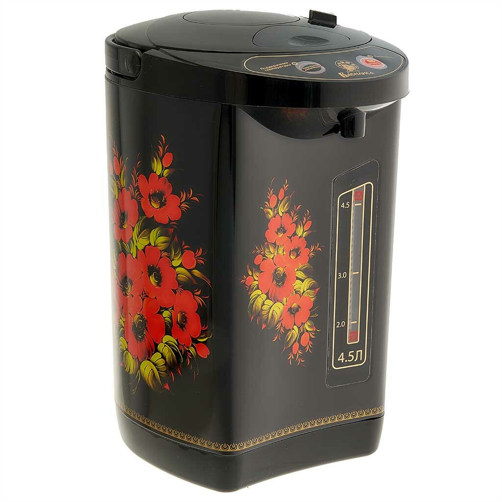 Чайник-термос электрический 4.5 л Василиса ВА-5007 "Жостово" 750 Вт, черный — фото 1