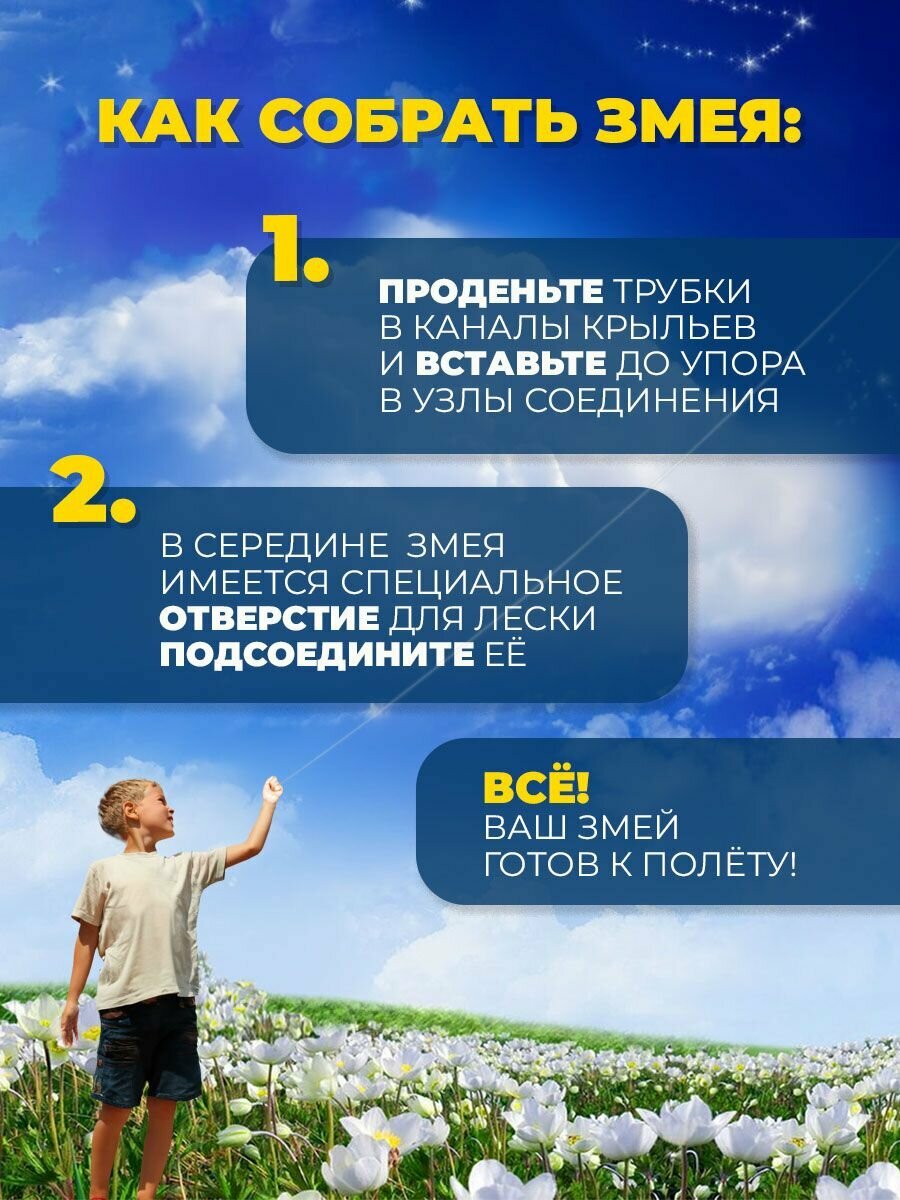 Воздушный Змей для ребенка большой Дракон — фото 1