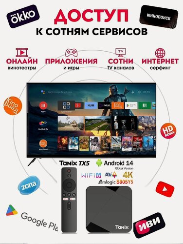 Изображение товара ТВ приставка Tanix Tx5 + Bluetooth пульт 4/32 под ключ + 1000 тв каналов бесплатно
