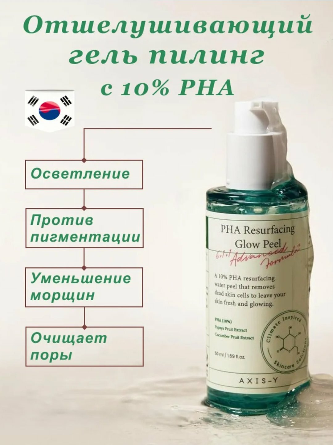 Пилинг для лица отшелушивающий с кислотами Axis-Y PHA Resurfacing Glow Peel 50 ml