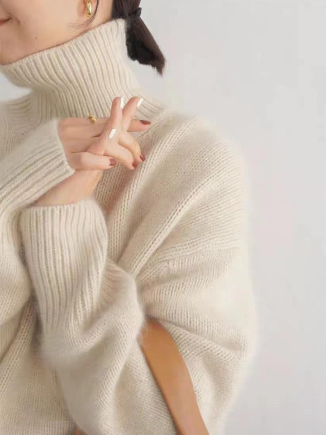 Свитер  Свитер вязаный оверсайз теплый, размер отсутствует, , молочный — фото 1