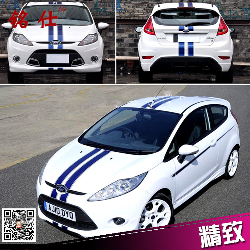 Полный комплект автомобильных наклеек для Ford Focus в белом цвете для боковой полосы, прочная виниловая основа