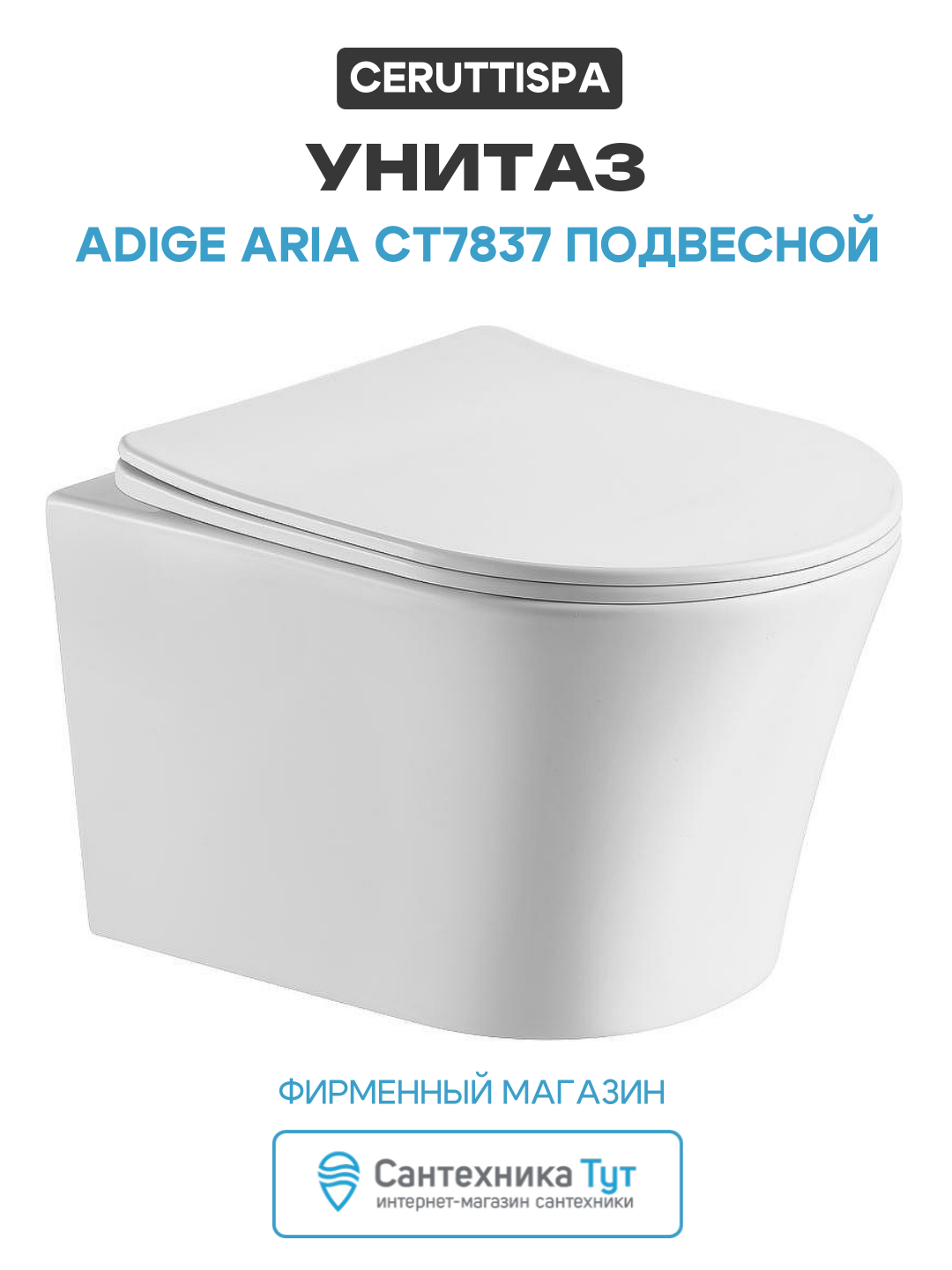 Унитаз Ceruttispa Adige Aria CT7837 подвесной с сиденьем Микролифт белый фаянс подвесной
