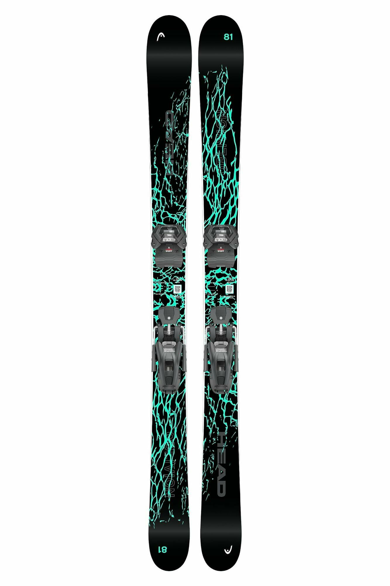 Горные лыжи с креплениями HEAD Oblivion+Attack LYT 9 GW Junior Black/Green (см:161)