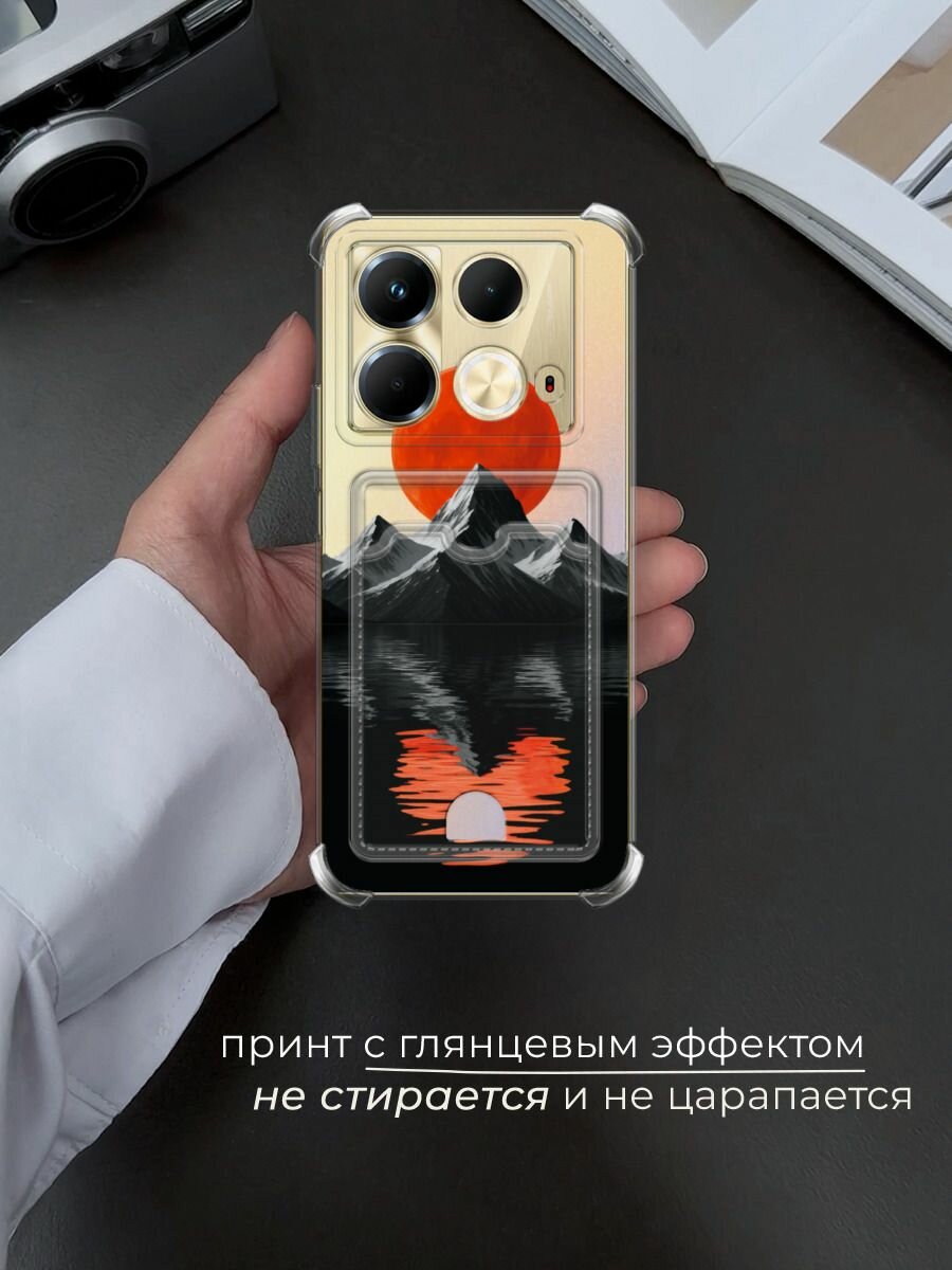 Чехол на Infinix Note 40 (Инфиникс Нот 40) с картой и принтом Черная гора 3 — фото 1