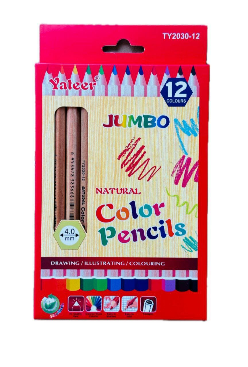 Цветные карандаши Yalong, масляные, круглые, 12 цветов, 12 штук