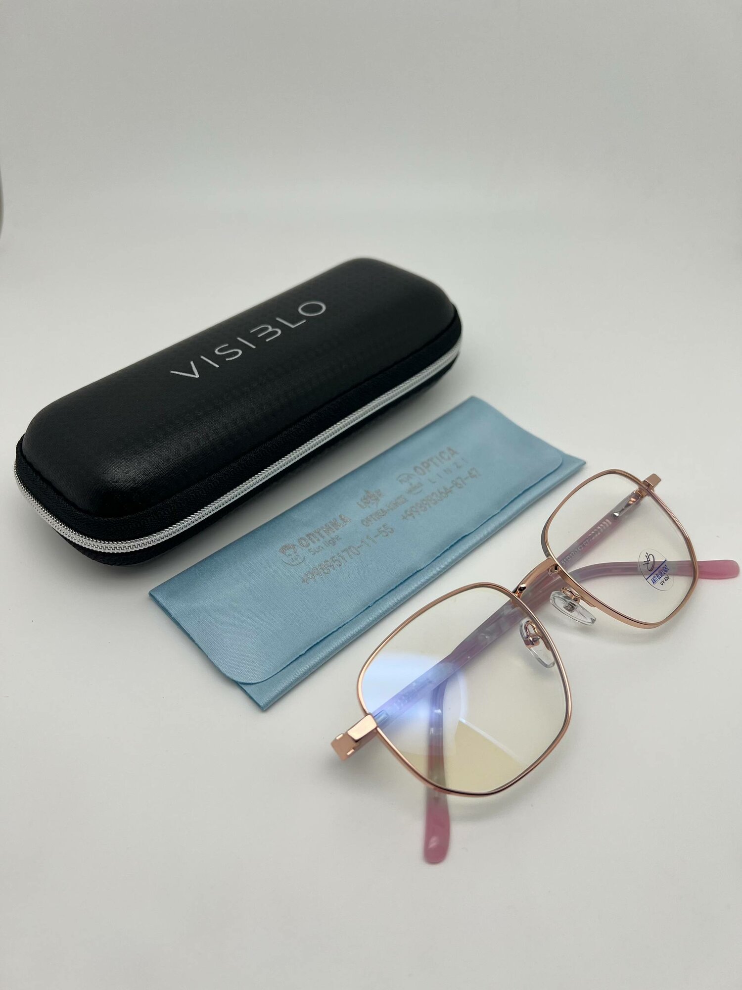 Антибликовые очки "VISIBLO" от компьютера (телефон телевизор) 12+ Металлическая оправа розового цвета