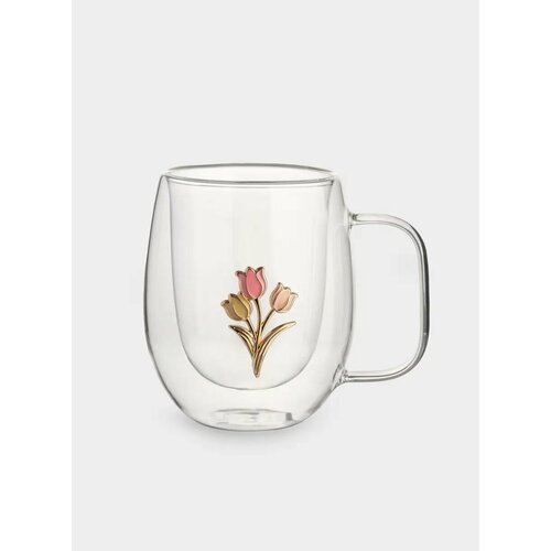 Кружка 330 мл стекло Бметалл Тюльпаны Wind-deco 2086₽