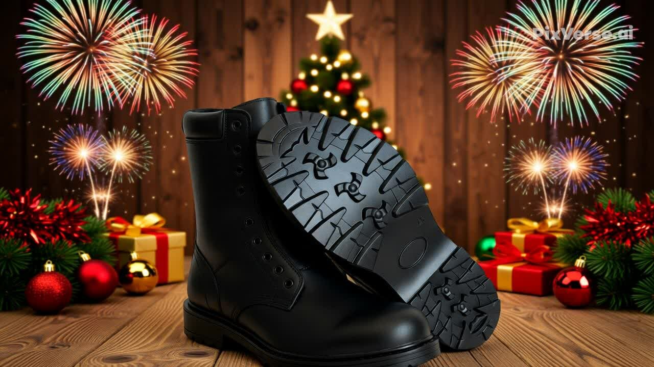 Ботинки с высоким берцом, кожаные, черного цвета, из резиновой подошвы