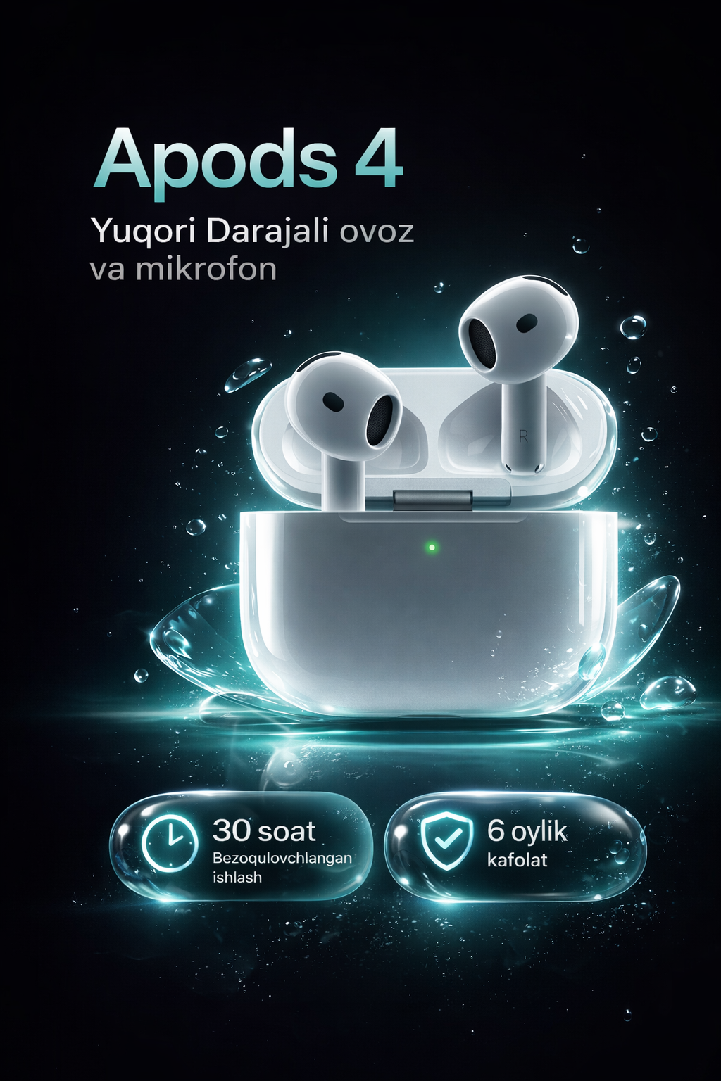 Беспроводные наушники Air Pods 4 (чип Hi-Fi), наушники премиум-класса для iPhone и Android, Airpod, Airpods
