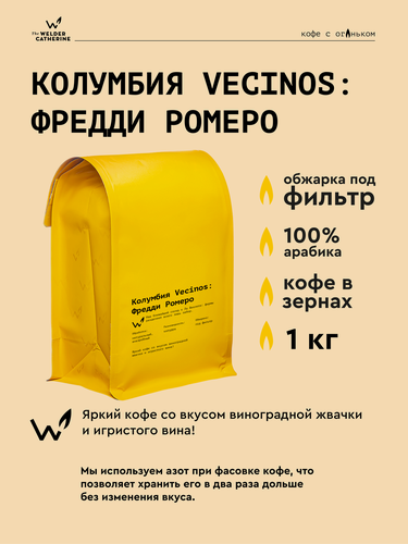 Изображение товара Кофе в зернах Сварщица Екатерина "Колумбия Vecinos: Фредди Ромеро" под фильтр - 1 кг