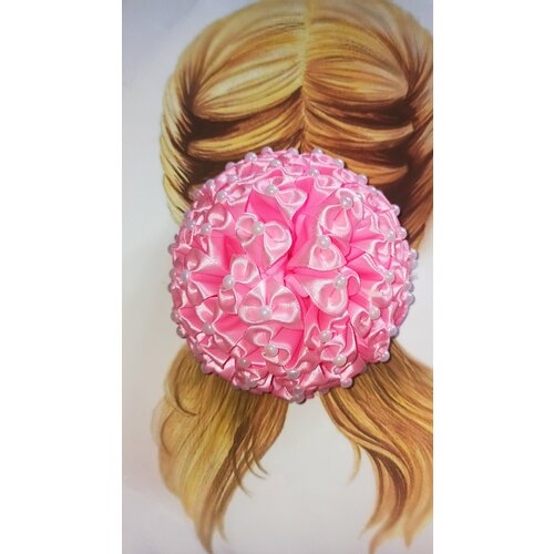 Бант для, волос пышный с полубусинами 1 шт