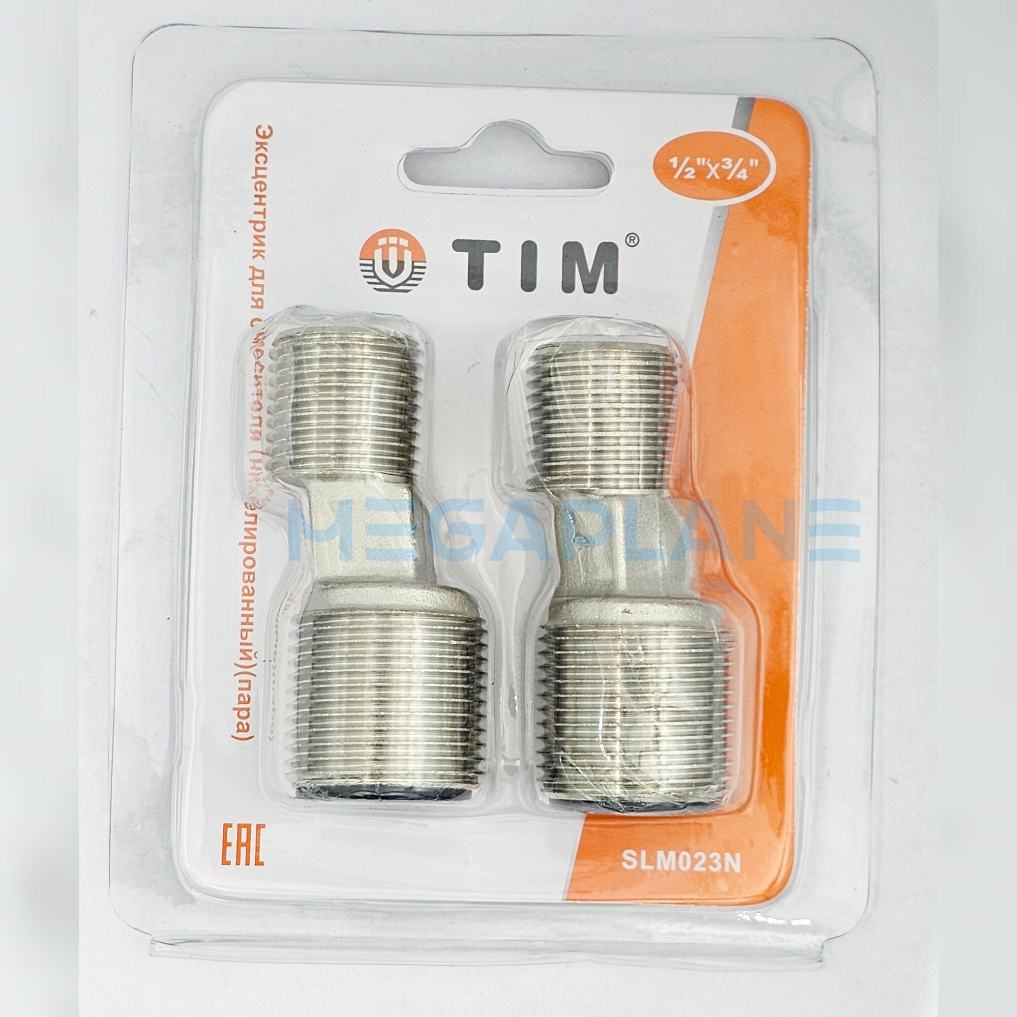 фото Эксцентрик для подключения смесителя (пара) 3/4" х 1/2" НР, никелированный TIM SLM023N